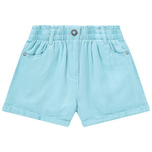 Short de tiro alto liso en algodón fantasía para niña 