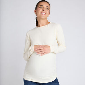 Camiseta de manga larga premamá de punto acanalado liso 