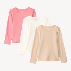 Lote de 3 camisetas de manga larga con estampado foil corazón para niña 