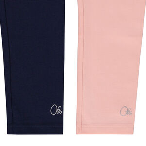 Pack de 2 leggings lisos con estampado de foil para niña 