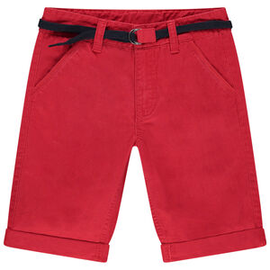 Bermudas de algodón lisas con cinturón ajustable 