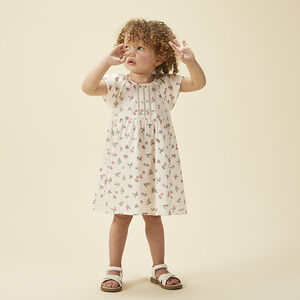 Vestido de manga corta con estampado de melocotones para bebé niña 