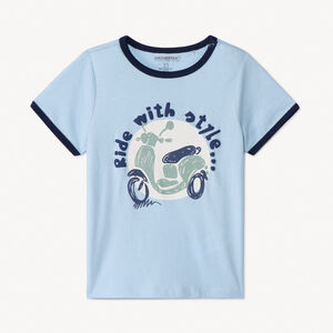 Camiseta de manga corta con estampado de scooter para bebé niño 