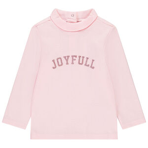 Camiseta interior de canalé con cuello alto y mensaje brillante para bebé niña 