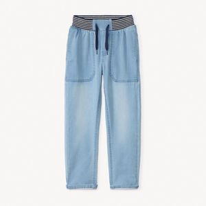 Vaqueros rectos con cintura elástica y rayas para niño 