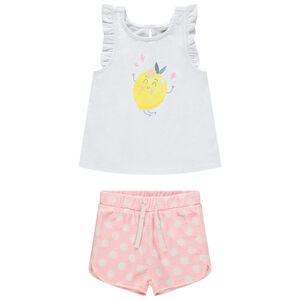 Conjunto camiseta sin mangas estampado limón y short 