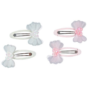 Lote de 4 horquillas con forma de corazón brillante y alas para niña 