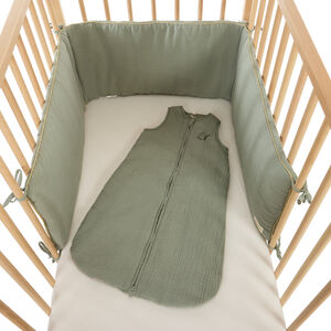 Protector de cuna de 3 paneles en gasa de algodón verde 