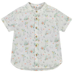 Camisa manga corta cuello mao estampado jungle para bebé niño 