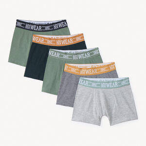Pack de 5 bóxers lisos para niño 