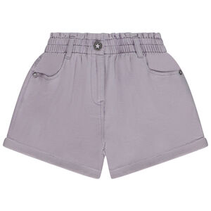 Short liso en tela armurada para niña 