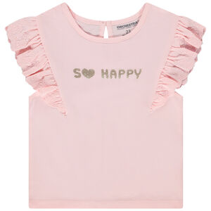 Camiseta de manga corta con bordado inglés para bebé niña 