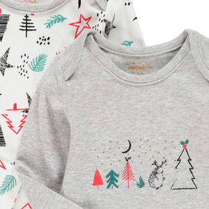 Pack de 2 bodies de manga larga de algodón con motivo navideño para bebé niño 