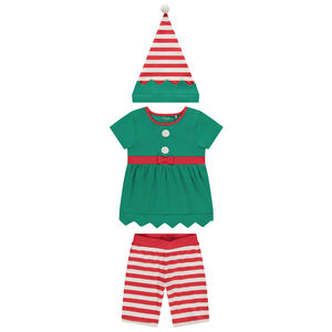 Conjunto de pijama lúdico de duende de Navidad para niña 