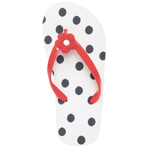Tongs imprimé pois à badge fleur pour fille avec lanière selon l