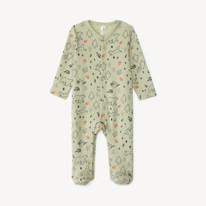 Pelele estampado "forêt" para bebé niño con aperturas diferentes según la edad 