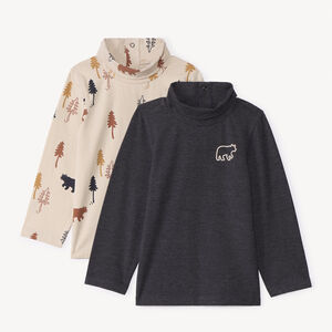 Lote de 2 camisetas interiores de cuello alto para bebé niño 