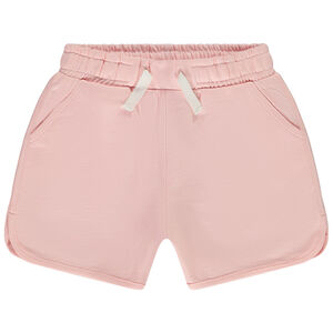 Short de felpa lisa con cordón ajustable en contraste para niña 