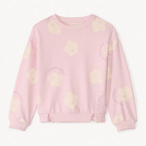 Sudadera oversize de felpa con estampado de flores para niña 