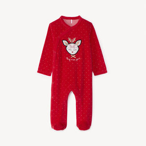 Pelele de terciopelo con parche bordado de ciervo y estampado de lunares para bebé niña 