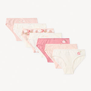 Lote de 7 braguitas con motivos de corazones y flores para niña 