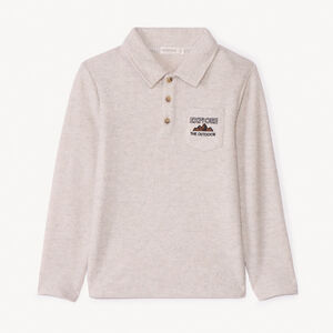 Polo de manga larga con efecto acanalado para niño 