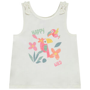 Camiseta sin mangas con lazos y estampado fantasía para bebé niña 