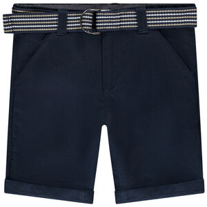 Bermudas unicolor con cinturón de fantasía para niño 