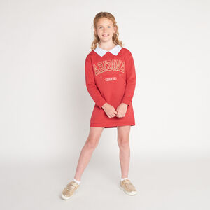 Vestido de molleton fantasía con cuello de camisa para niña 