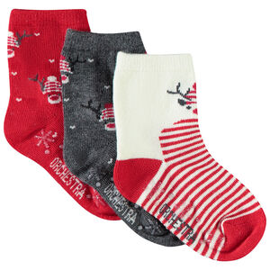 Lote de 3 pares de calcetines antideslizantes navideños para bebé 