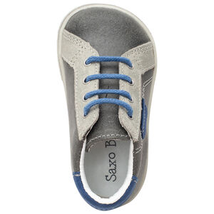 Botines de cuero con cordones y detalles en azul 