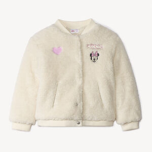 Chaqueta de felpa con cuello teddy y parche Minnie Disney para niña 
