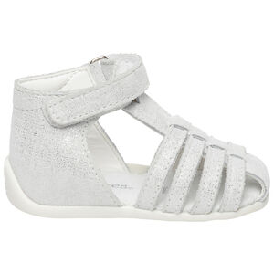 Sandalias de velcro con efecto plateado - Blancas 