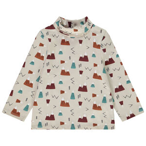 Camiseta interior con cuello chimenea de punto con estampado de montaña para bebé niño 