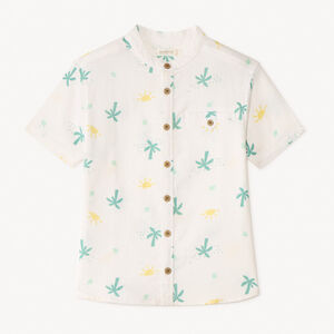 Camisa de manga corta con cuello mao y estampado de palmeras para niño 