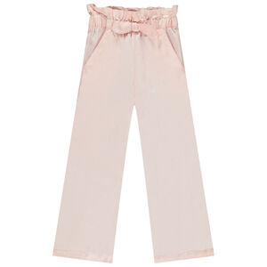 Pantalón ancho corte paper bag con lazo para niña 