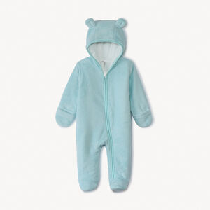 Pelele piloto de sherpa liso con orejas de osito para bebé niño 