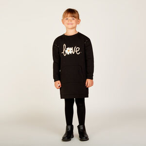 Vestido de sudadera de manga larga con strass para niña 