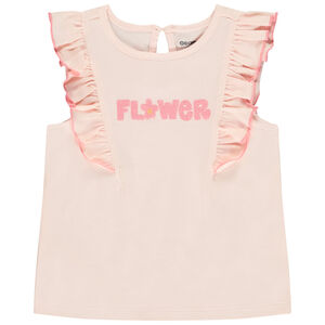 Camiseta sin mangas con volantes y bordado para bebé niña 