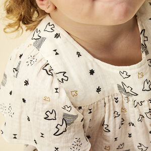 Vestido de manga corta con estampado de pájaros para bebé niña 