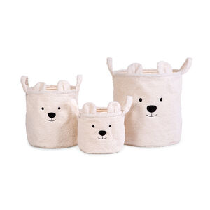 Lot de 3 paniers de rangement Teddy Ecru 