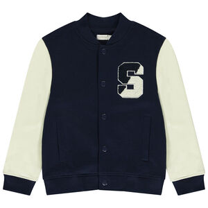 Chaqueta de felpa bordada con cuello Teddy efecto colorblock para niño 