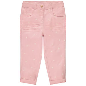 Pantalón slim estampado y forrado de jersey para niña 