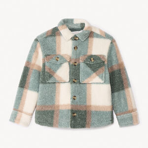 Chaqueta de manga larga en felpa con estampado de cuadros para niño 