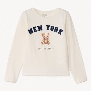 Camiseta de manga larga con osito bordado para niña 