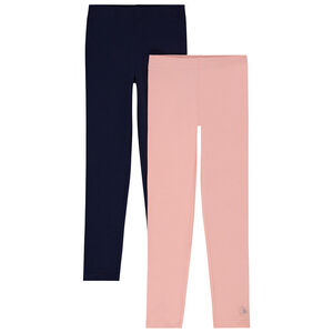 Pack de 2 leggings lisos con estampado de foil para niña 