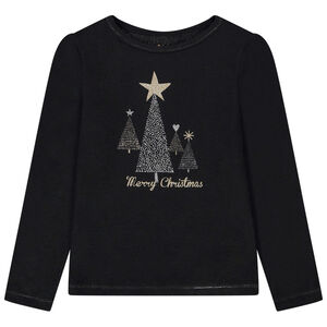 Camiseta de manga larga con estampado brillante para niña 