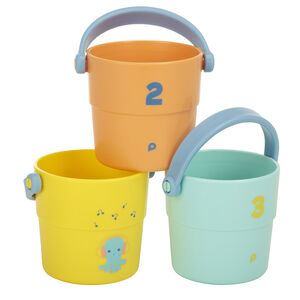 Lote de 3 cubos de baño perforados apilables 