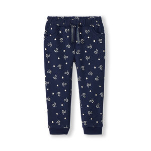 Pantalón jogging de felpa estampado lazos y corazones para bebé niña 