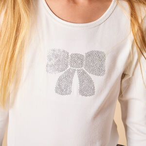 Ropa de fiesta de manga larga efecto 2 en 1 de dos materiales para niña 